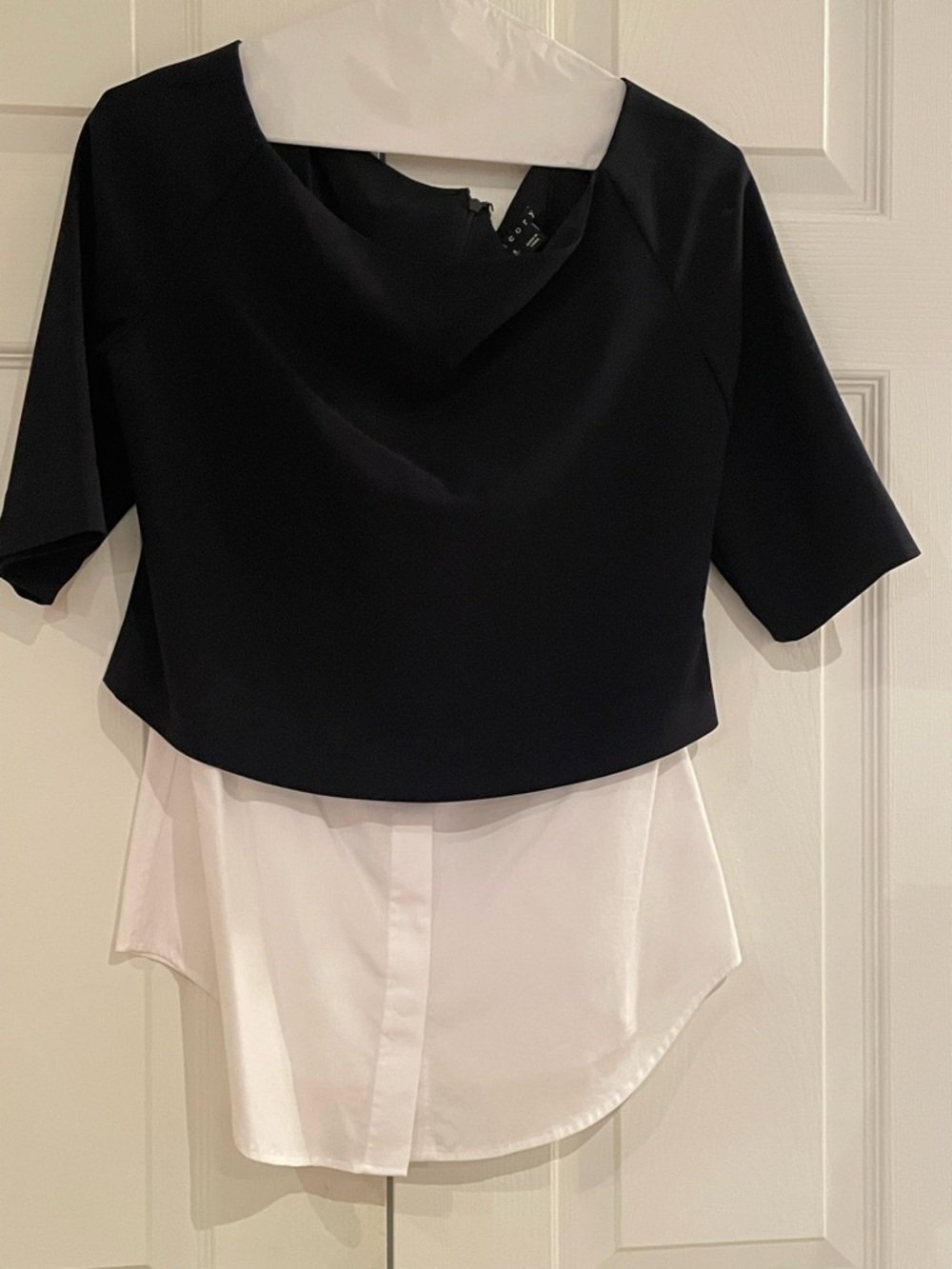 Theory Navy and White Layered Top